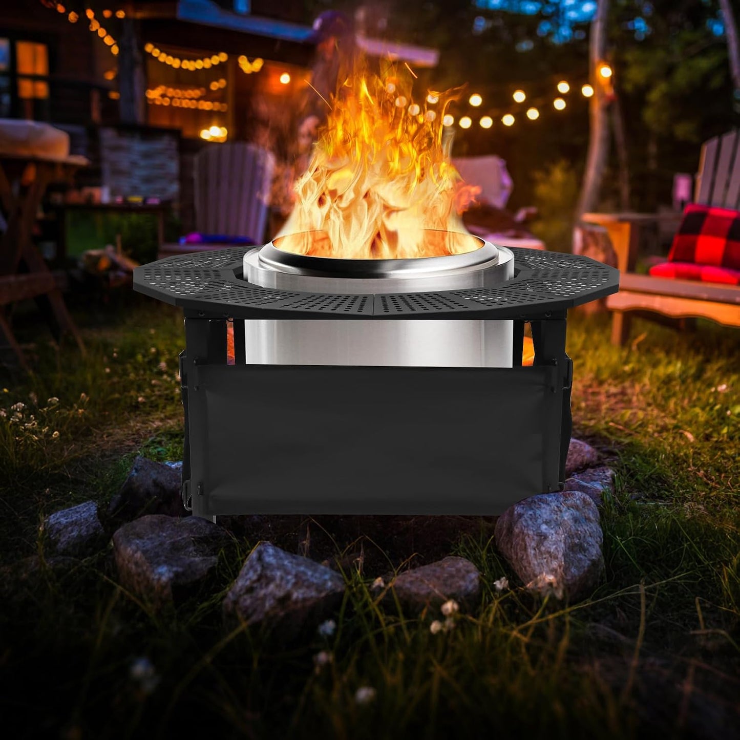 37 Inch Fire Pit Surround Tabletop for Solo Stove Bonfire Ranger 2.0, Circular Safety Protection, Equipped with a Safety Support Frame to Prevent Direct Contact with the Ground