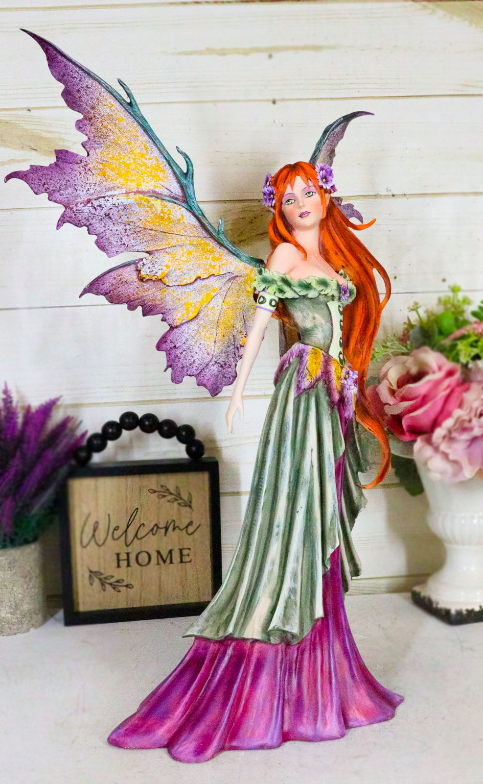 Ebros Amy Brown 'Summer Fairy Queen' with Flower Adornment Statue