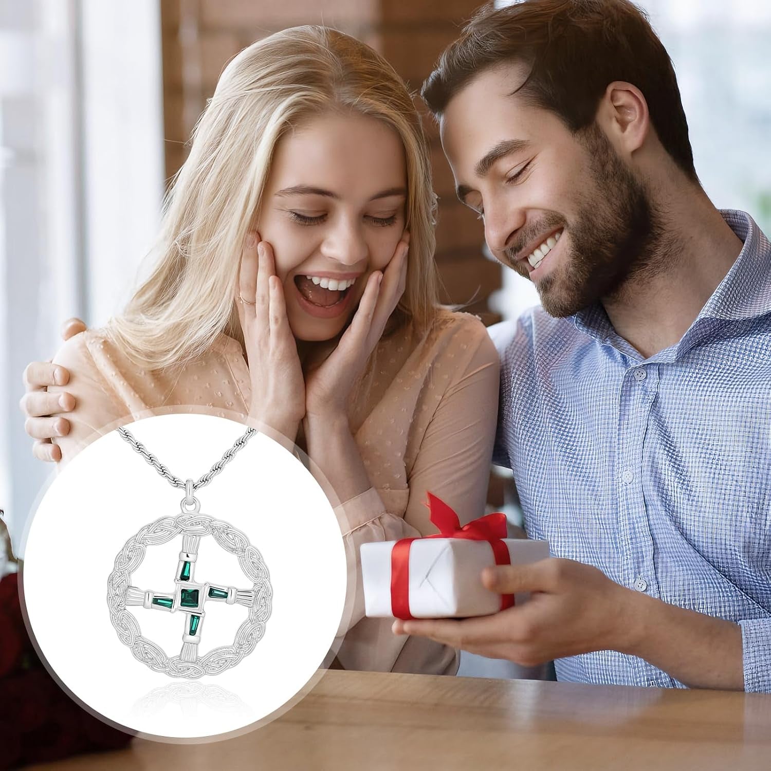 St Brigid'S Cross Necklace Saint Bridget Necklace Cubic Zirconia Traditional Irish Celtic Cross Pendant Pagan Religious Jewelry Amulet Gift for Women Men