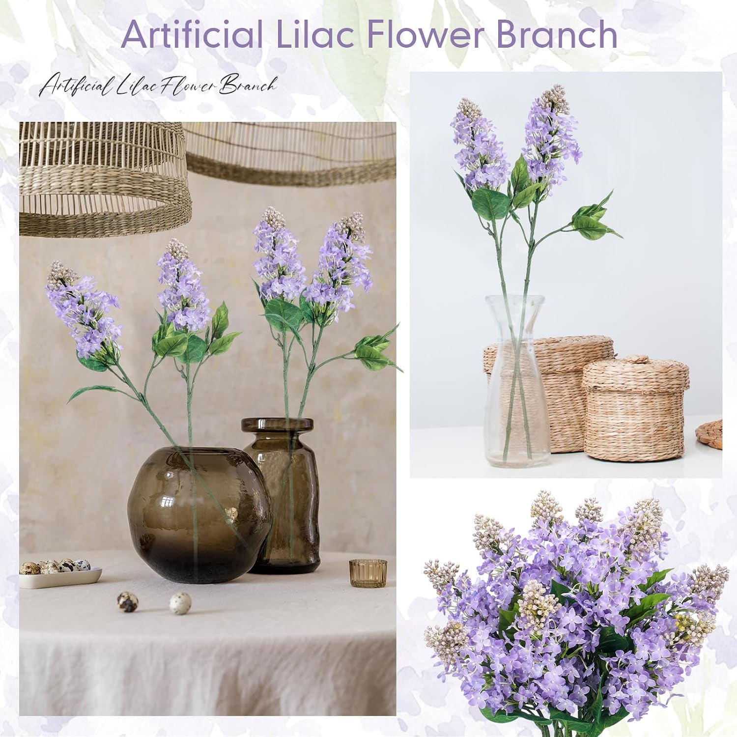 10 Pcs 24" Artificial Lilac Flowers Purple Fake Delphinium Antirrhinum Stem Real to Touch Faux Purple Lilac Flower Arrangements for Vase Table Centerpieces Wedding Bouquet Home Decoration