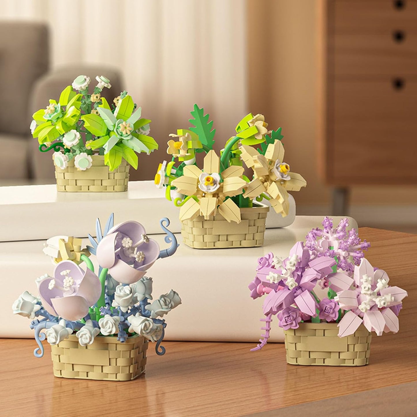 Mini Flowers Building Block Set,Flower Blocks Toys,Plants and Succulent Toys,Building Block Flowerpot，Botanical Collection Birthday Gift for Girls Boys Adults Kids Ages 6+ (Perfume Lily 155Pcs)