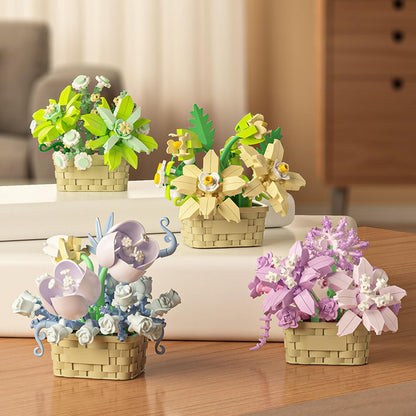 Mini Flowers Building Block Set,Flower Blocks Toys,Plants and Succulent Toys,Building Block Flowerpot，Botanical Collection Birthday Gift for Girls Boys Adults Kids Ages 6+ (Perfume Lily 155Pcs)