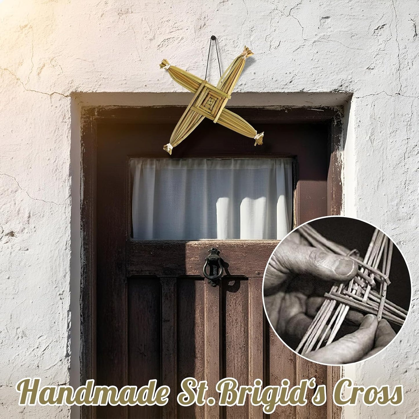 St. Brigid'S Wall Cross Decor Irish Gift Cross with History Card for Irish Blessing Gift for Celtic Imbolc Decor(Classic Style,5 In,Green)