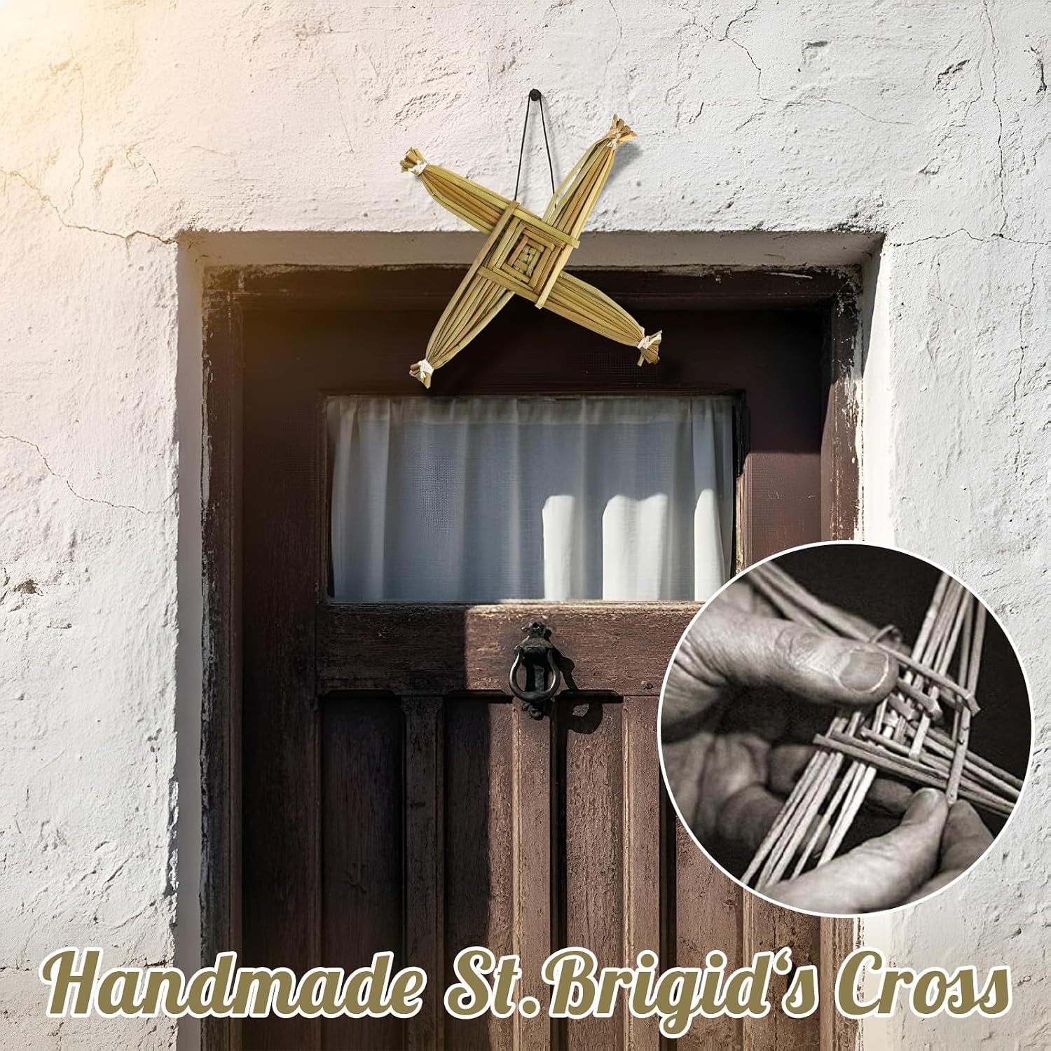 St. Brigid'S Wall Cross Decor Irish Gift Cross with History Card for Irish Blessing Gift for Celtic Imbolc Decor(Classic Style,5 In,Green)