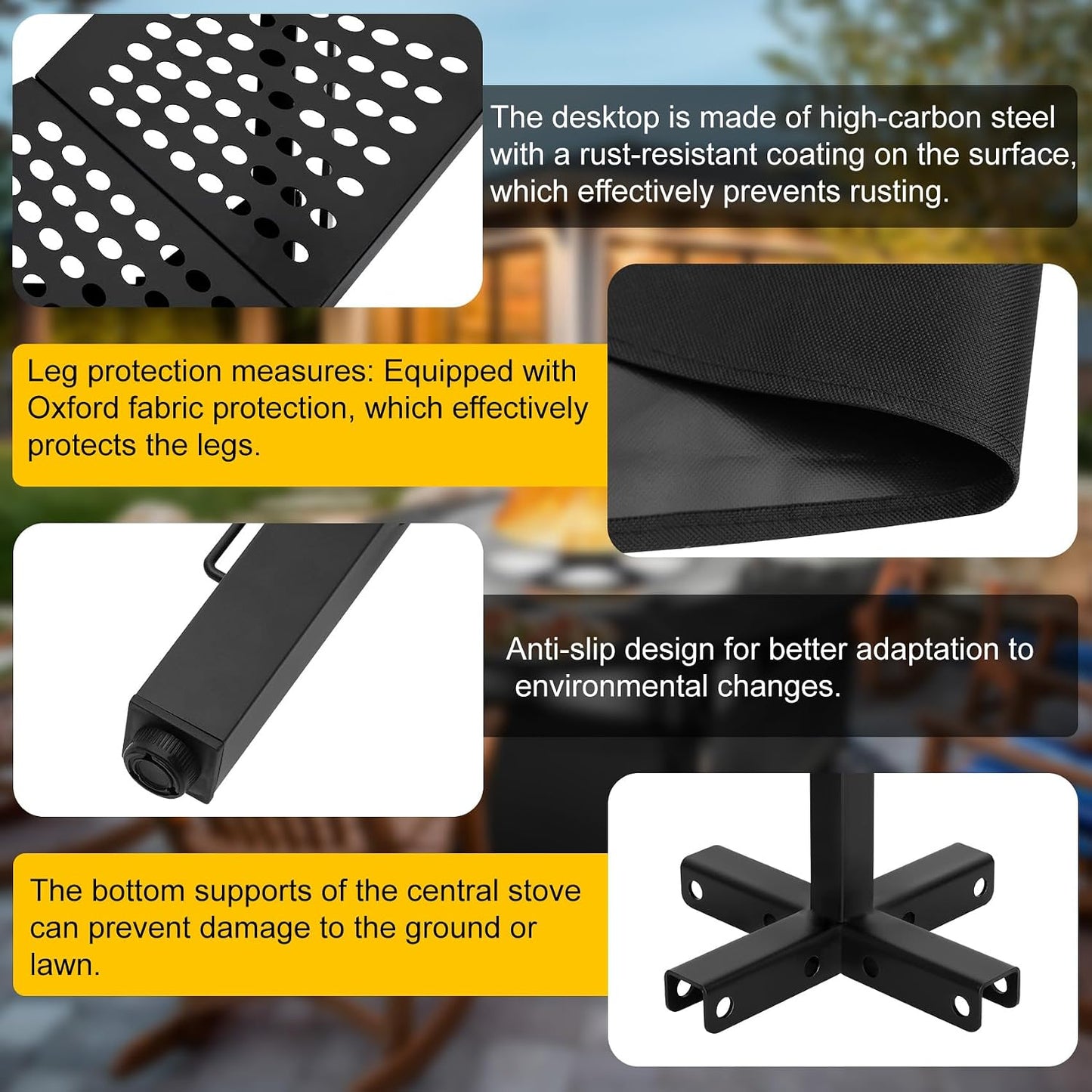 37 Inch Fire Pit Surround Tabletop for Solo Stove Bonfire Ranger 2.0, Circular Safety Protection, Equipped with a Safety Support Frame to Prevent Direct Contact with the Ground