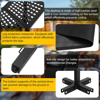 37 Inch Fire Pit Surround Tabletop for Solo Stove Bonfire Ranger 2.0, Circular Safety Protection, Equipped with a Safety Support Frame to Prevent Direct Contact with the Ground