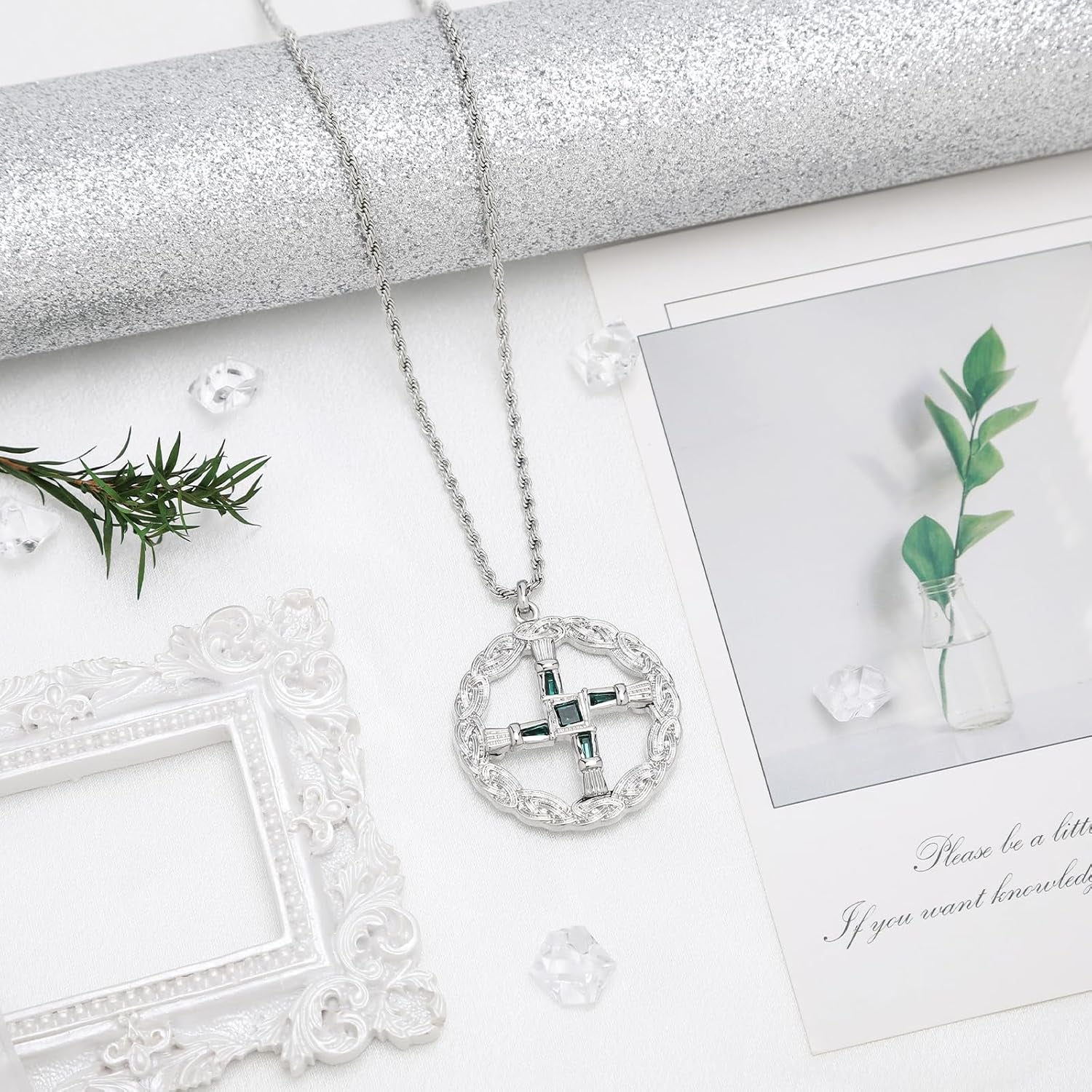 St Brigid'S Cross Necklace Saint Bridget Necklace Cubic Zirconia Traditional Irish Celtic Cross Pendant Pagan Religious Jewelry Amulet Gift for Women Men