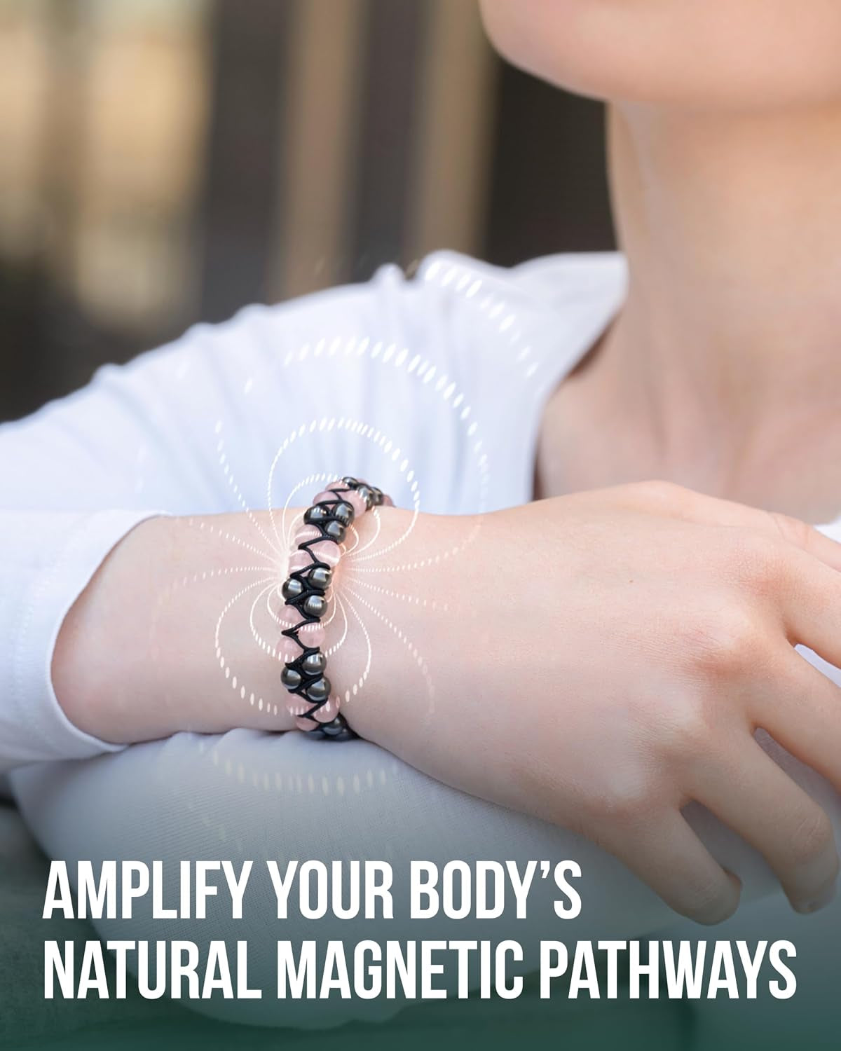 ® Hematite & Rose Quartz Bracelet - MAX Strength Magnetic Hematite Bracelets - Natural Rose Quartz Crystals Pink Beaded Bracelets for Women