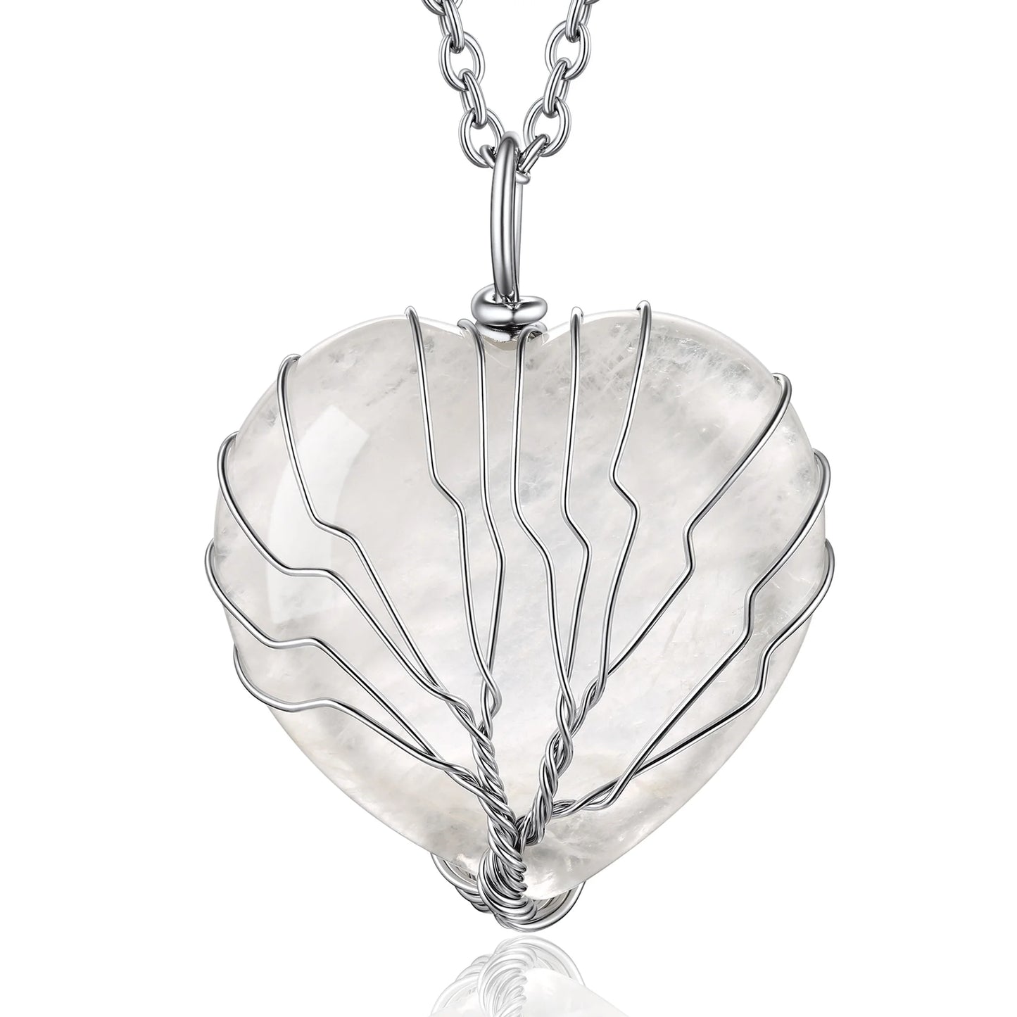 Tree of Life Heart Crystal Necklaces for Women, Moonstone Necklace April Birthstone Pendant Mother'S Day Jewelry Gift for Mother Wife Grandma