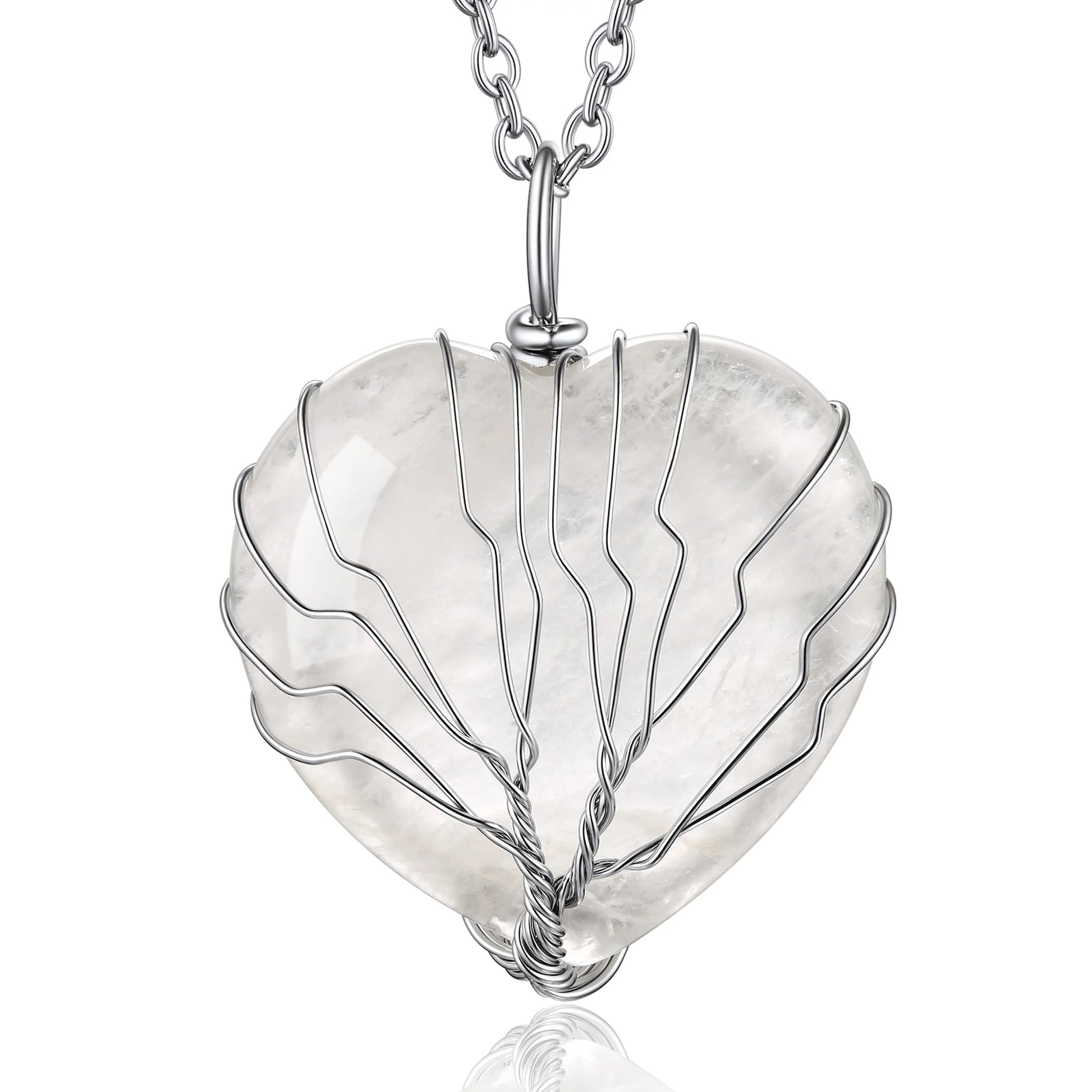 Tree of Life Heart Crystal Necklaces for Women, Moonstone Necklace April Birthstone Pendant Mother'S Day Jewelry Gift for Mother Wife Grandma