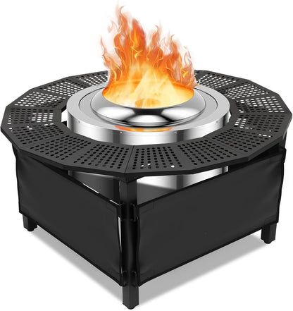 37 Inch Fire Pit Surround Tabletop for Solo Stove Bonfire Ranger 2.0, Circular Safety Protection, Equipped with a Safety Support Frame to Prevent Direct Contact with the Ground