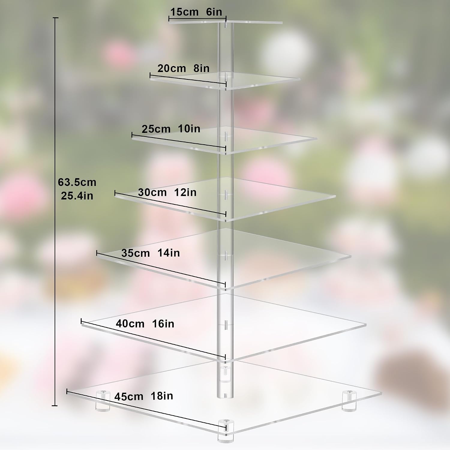 7 Tier Square Acrylic Maypole Cupcake Stand Cupcake Tower Stand, Premium Cupcake Holder, Display for Pastry Wedding Birthday Party