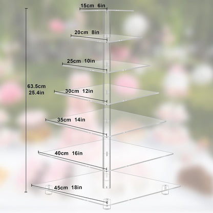 7 Tier Square Acrylic Maypole Cupcake Stand Cupcake Tower Stand, Premium Cupcake Holder, Display for Pastry Wedding Birthday Party