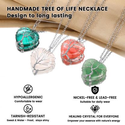 Tree of Life Heart Crystal Necklaces for Women, Moonstone Necklace April Birthstone Pendant Mother'S Day Jewelry Gift for Mother Wife Grandma