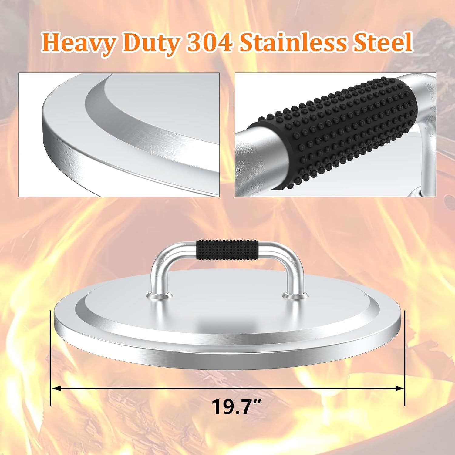 Fire Pit Lid for Solo Stove Bonfire 2.0 304 Stainless Steel | Fire Pits round Lid with Heat Resistant Handle, Camping for Solo Stove Accessories Bonfire and Other 19.5" Outdoor Firepit