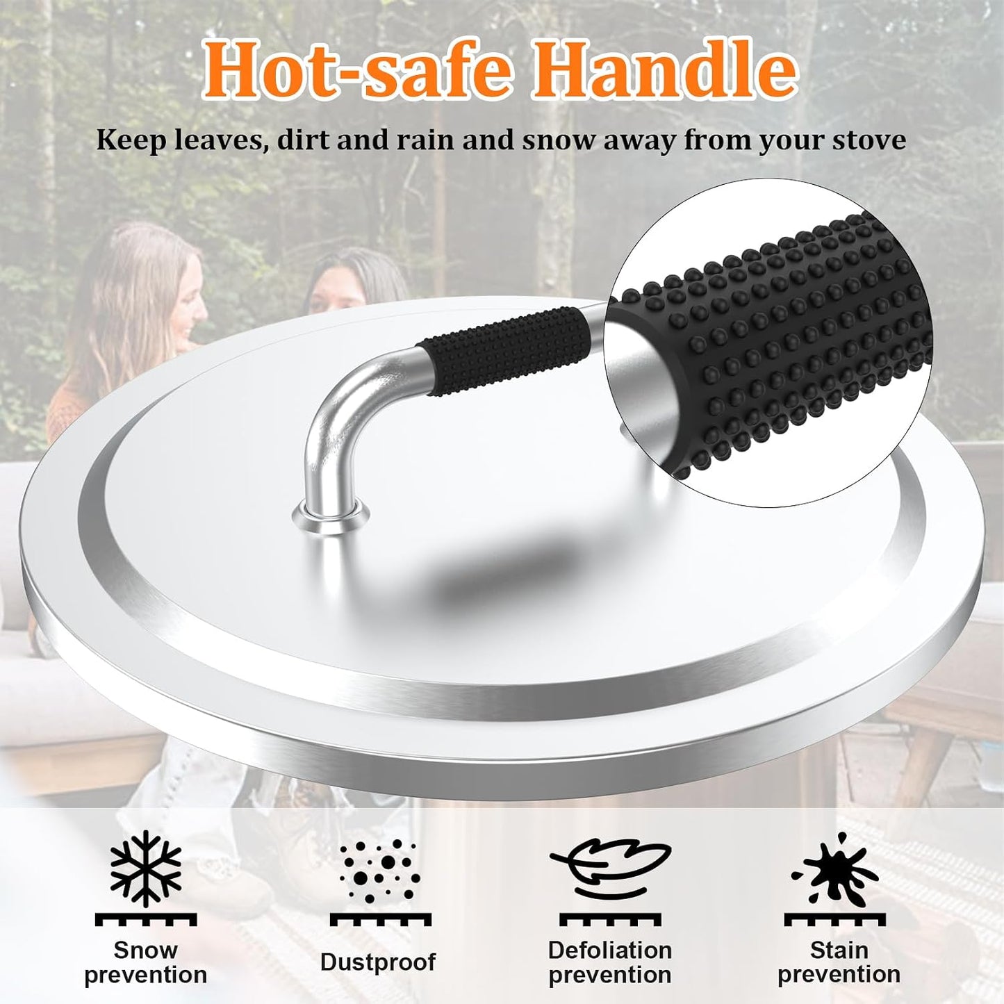 Fire Pit Lid for Solo Stove Bonfire 2.0 304 Stainless Steel | Fire Pits round Lid with Heat Resistant Handle, Camping for Solo Stove Accessories Bonfire and Other 19.5" Outdoor Firepit