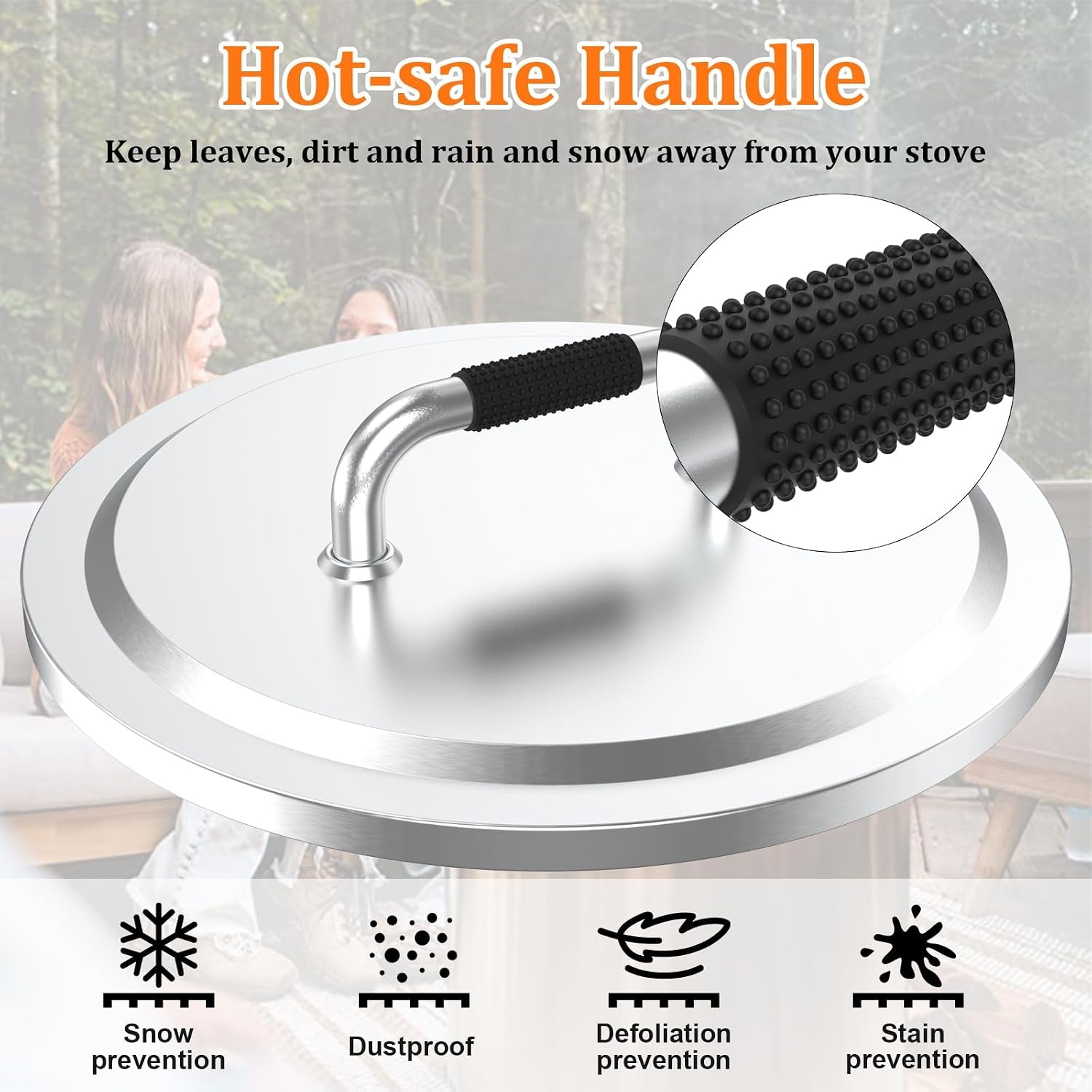 Fire Pit Lid for Solo Stove Bonfire 2.0 304 Stainless Steel | Fire Pits round Lid with Heat Resistant Handle, Camping for Solo Stove Accessories Bonfire and Other 19.5" Outdoor Firepit