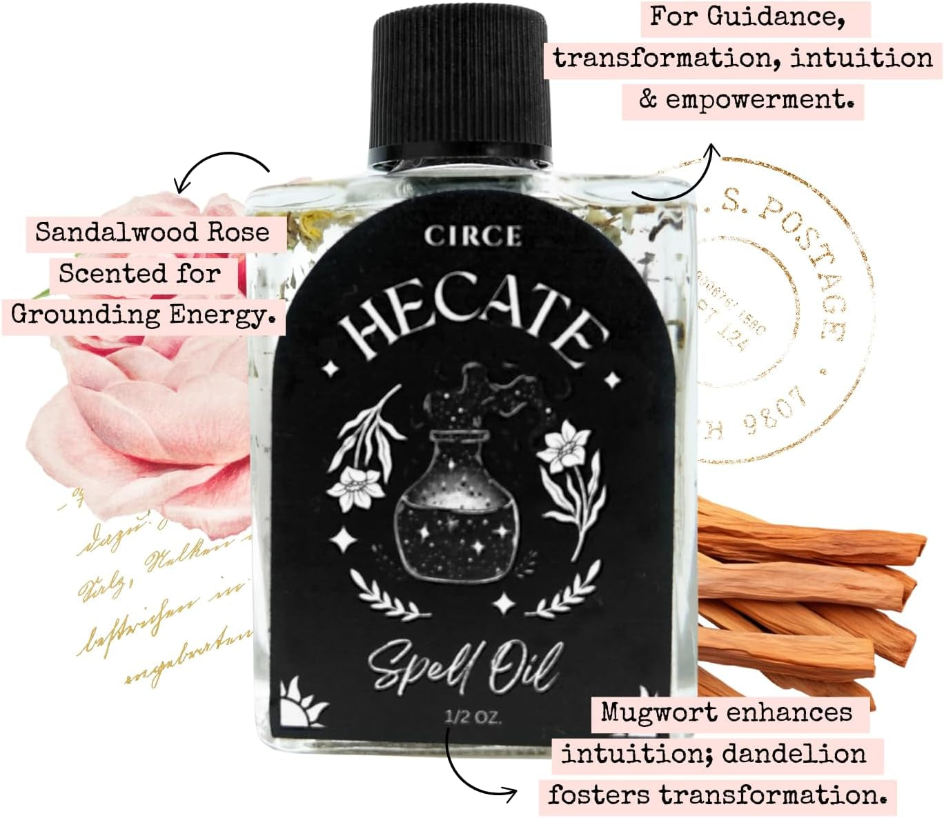 Hecate Spell Oil - Wisdom & Transformation, Mugwort, 1/2Oz