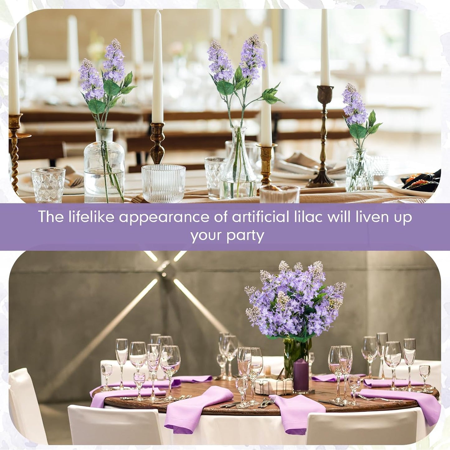 10 Pcs 24" Artificial Lilac Flowers Purple Fake Delphinium Antirrhinum Stem Real to Touch Faux Purple Lilac Flower Arrangements for Vase Table Centerpieces Wedding Bouquet Home Decoration