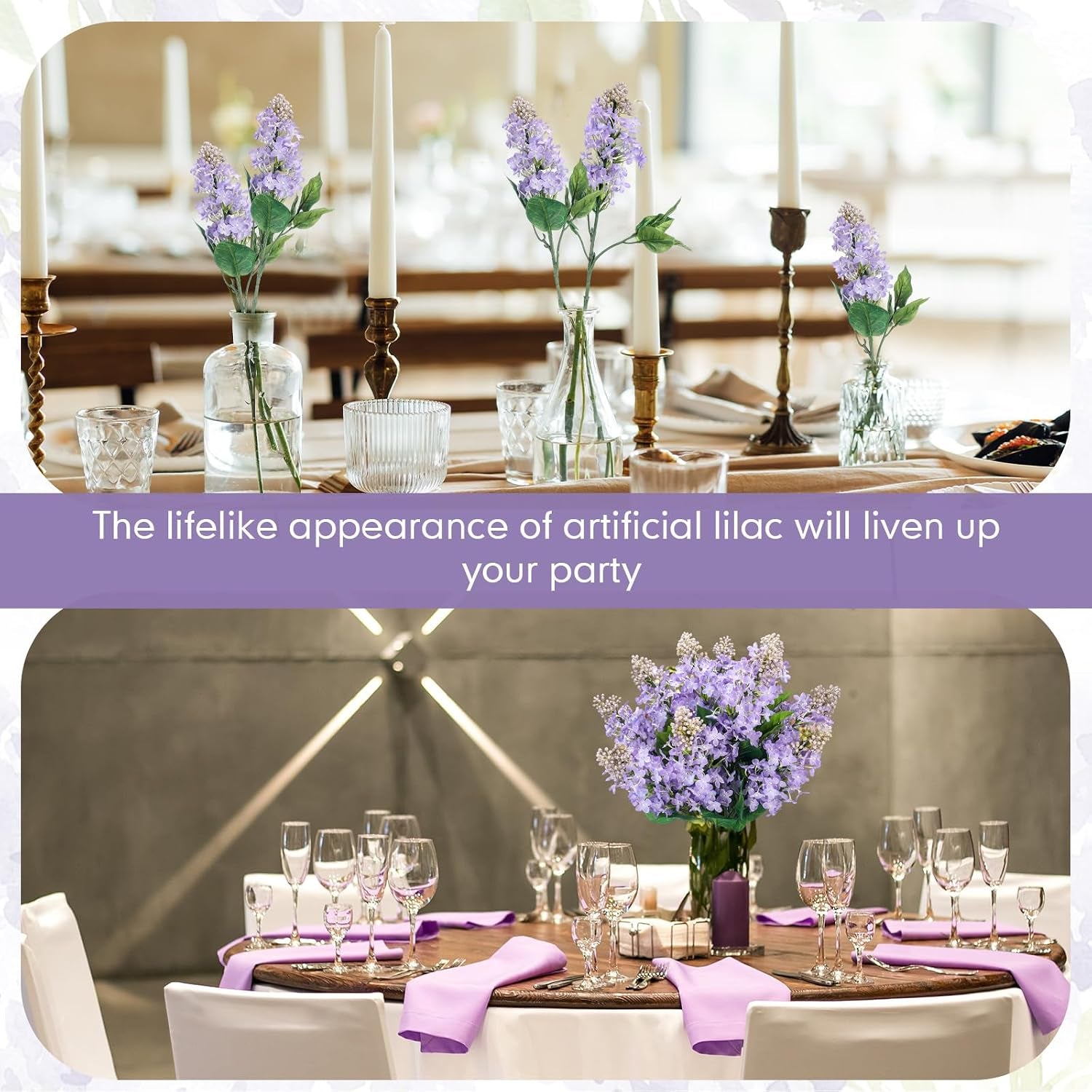 10 Pcs 24" Artificial Lilac Flowers Purple Fake Delphinium Antirrhinum Stem Real to Touch Faux Purple Lilac Flower Arrangements for Vase Table Centerpieces Wedding Bouquet Home Decoration