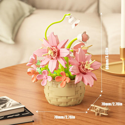Mini Flowers Building Block Set,Flower Blocks Toys,Plants and Succulent Toys,Building Block Flowerpot，Botanical Collection Birthday Gift for Girls Boys Adults Kids Ages 6+ (Perfume Lily 155Pcs)