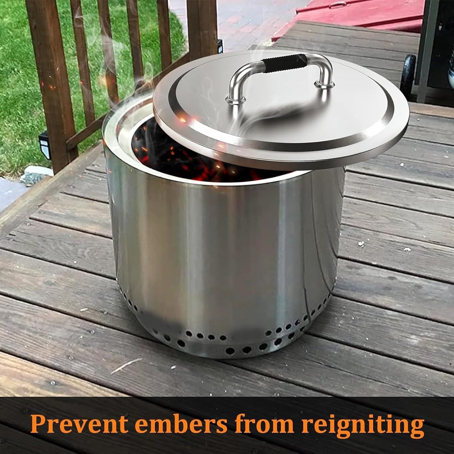 Fire Pit Lid for Solo Stove Bonfire 2.0 304 Stainless Steel | Fire Pits round Lid with Heat Resistant Handle, Camping for Solo Stove Accessories Bonfire and Other 19.5" Outdoor Firepit