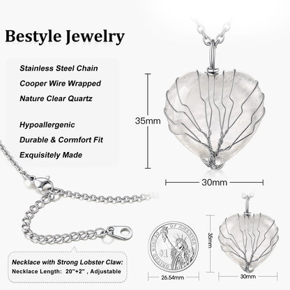 Tree of Life Heart Crystal Necklaces for Women, Moonstone Necklace April Birthstone Pendant Mother'S Day Jewelry Gift for Mother Wife Grandma