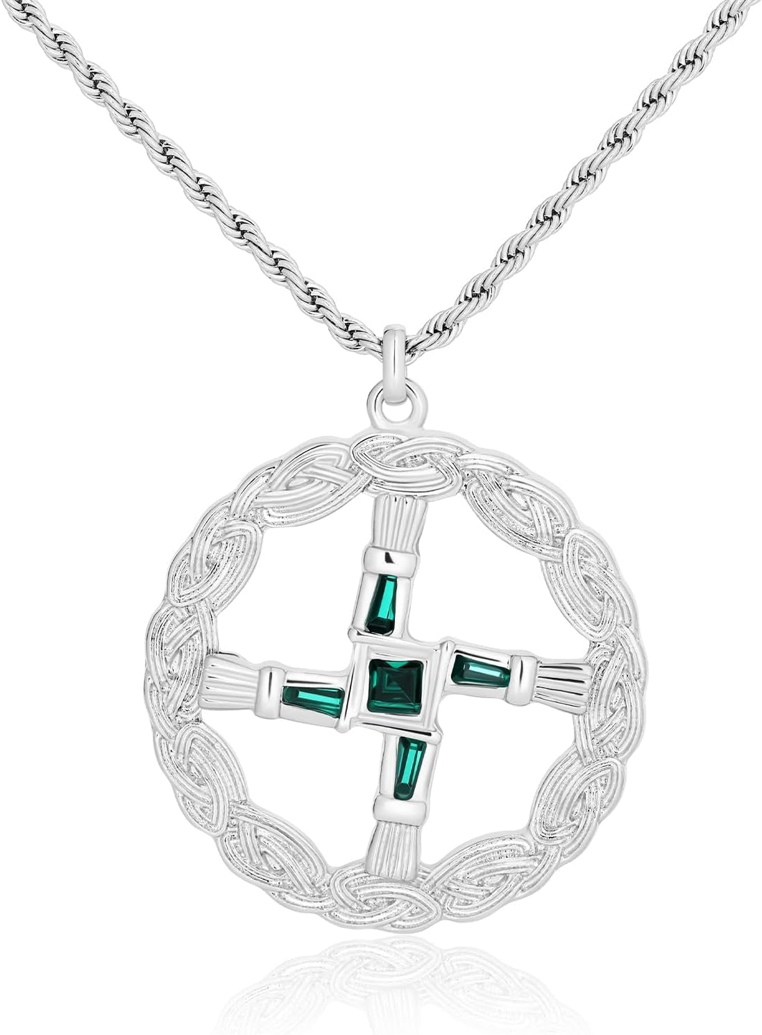 St Brigid'S Cross Necklace Saint Bridget Necklace Cubic Zirconia Traditional Irish Celtic Cross Pendant Pagan Religious Jewelry Amulet Gift for Women Men