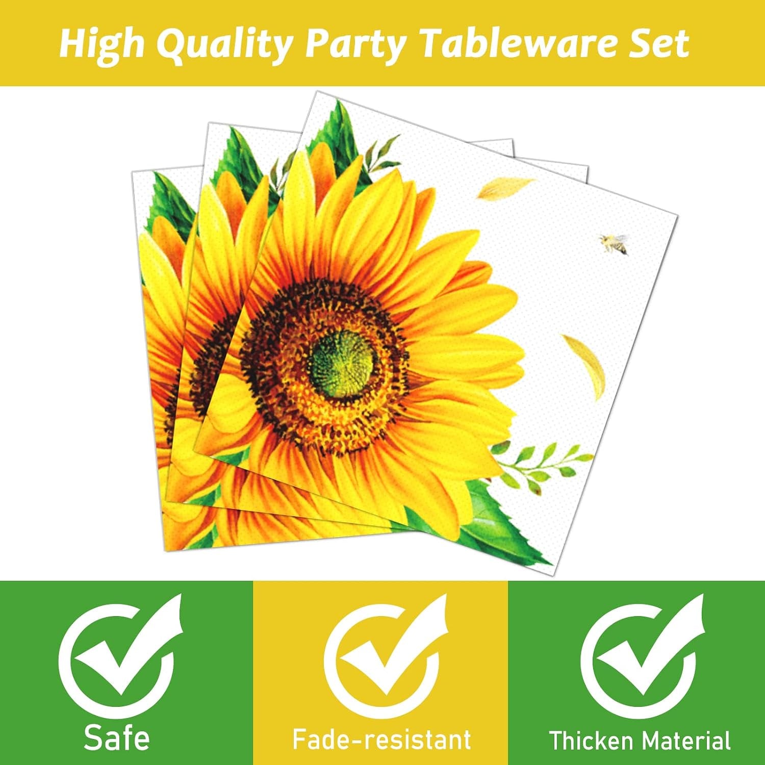96 Pcs Sunflower Party Supplies Sunflower Themed Party Decoration Sunflower Party Tableware Set Kids Party Paper Plate Napkin Fork 24 Guests