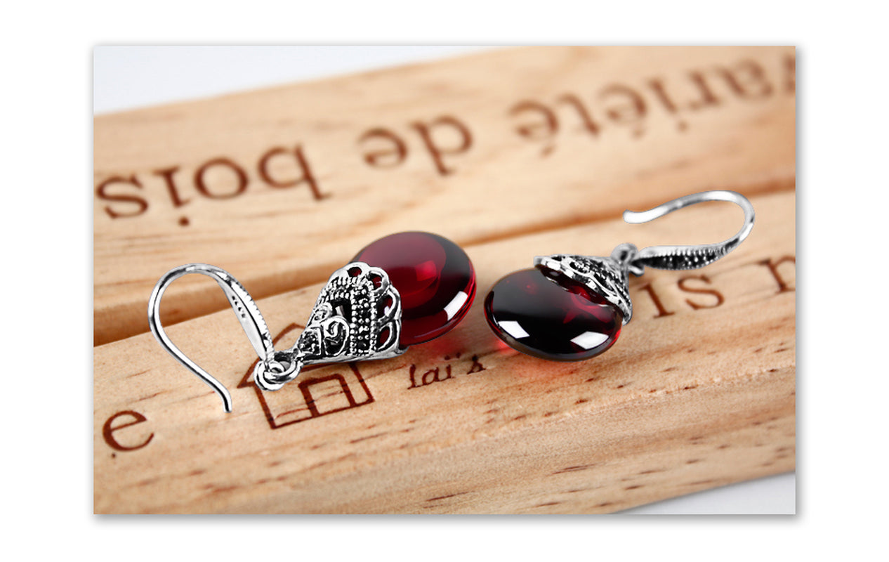 Vintage round Garnet Earrings