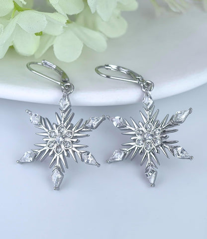 Snowflake/Christmas Tree Earrings for Women 925 Sterling Silver Leverback Earrings Holiday Winter Jewelry Gifts