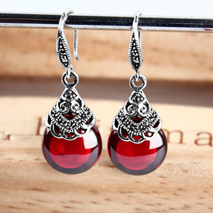 Vintage round Garnet Earrings