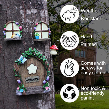 Garden Sculptures Outdoor Statues - Miniature Fairy Decoration, Gnomes Ornament Accessories Kit, Art Yard Tree Face, Figurine Decoration - Glow in the Dark