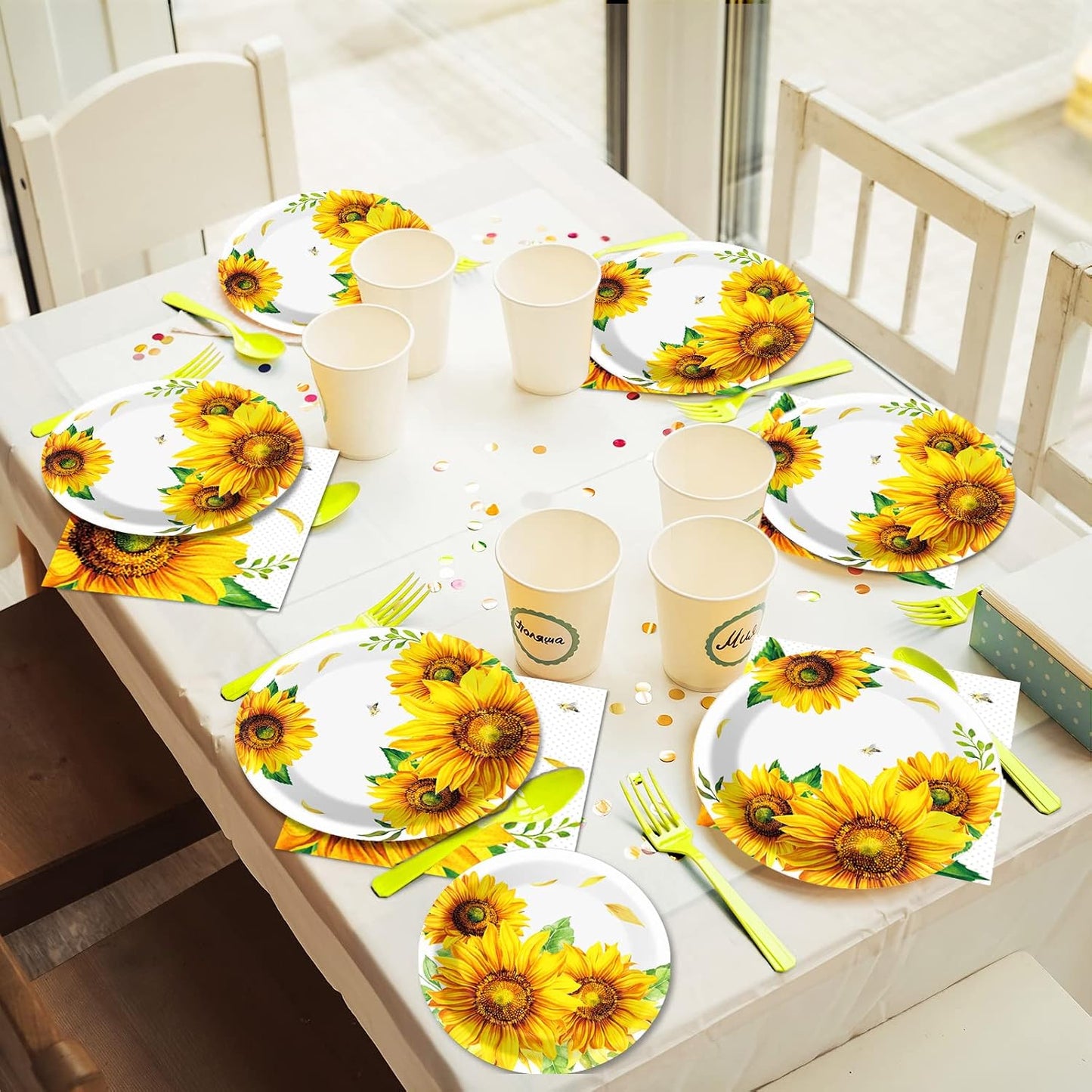 96 Pcs Sunflower Party Supplies Sunflower Themed Party Decoration Sunflower Party Tableware Set Kids Party Paper Plate Napkin Fork 24 Guests