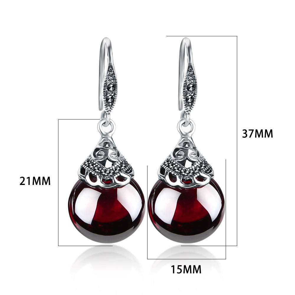 Vintage round Garnet Earrings