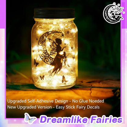 24 Pcs Fairy Transfer Stickers Silhouettes for Crafts, Rub on Transfers for Glass Mason Jars, Self Adhesive Decals DIY Lantern Embellishments, Jar Cutouts Seasonal Decor(Fairy)
