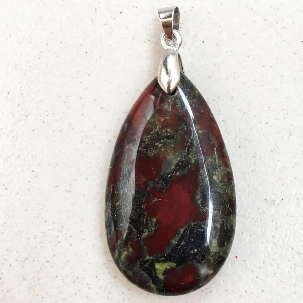 Bloodstone Carnelian Jaspe Howlite Chrysanthemum Stone Water Drop Pendant Bead 1Pcs WB824
