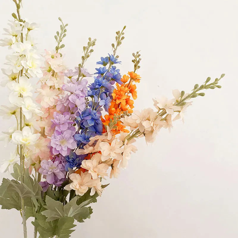 85Cm 2 Head Artificial Flocking Delphinium Flower Wedding Home Decoration Flower Wedding Decoration Hyacinth Phoenix Grass