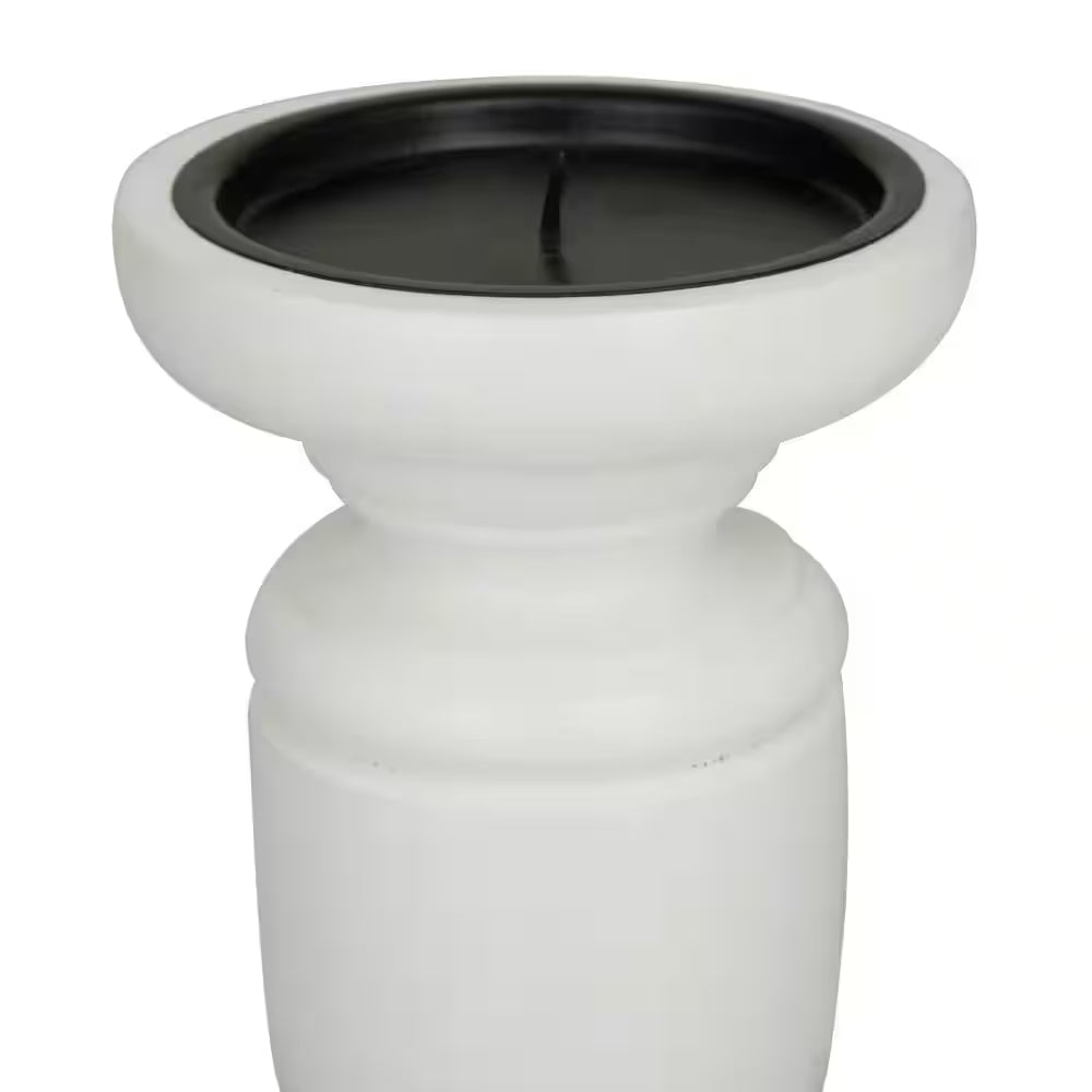 White Mango Wood Turned Style Pillar Candle Holder (Set of 3)