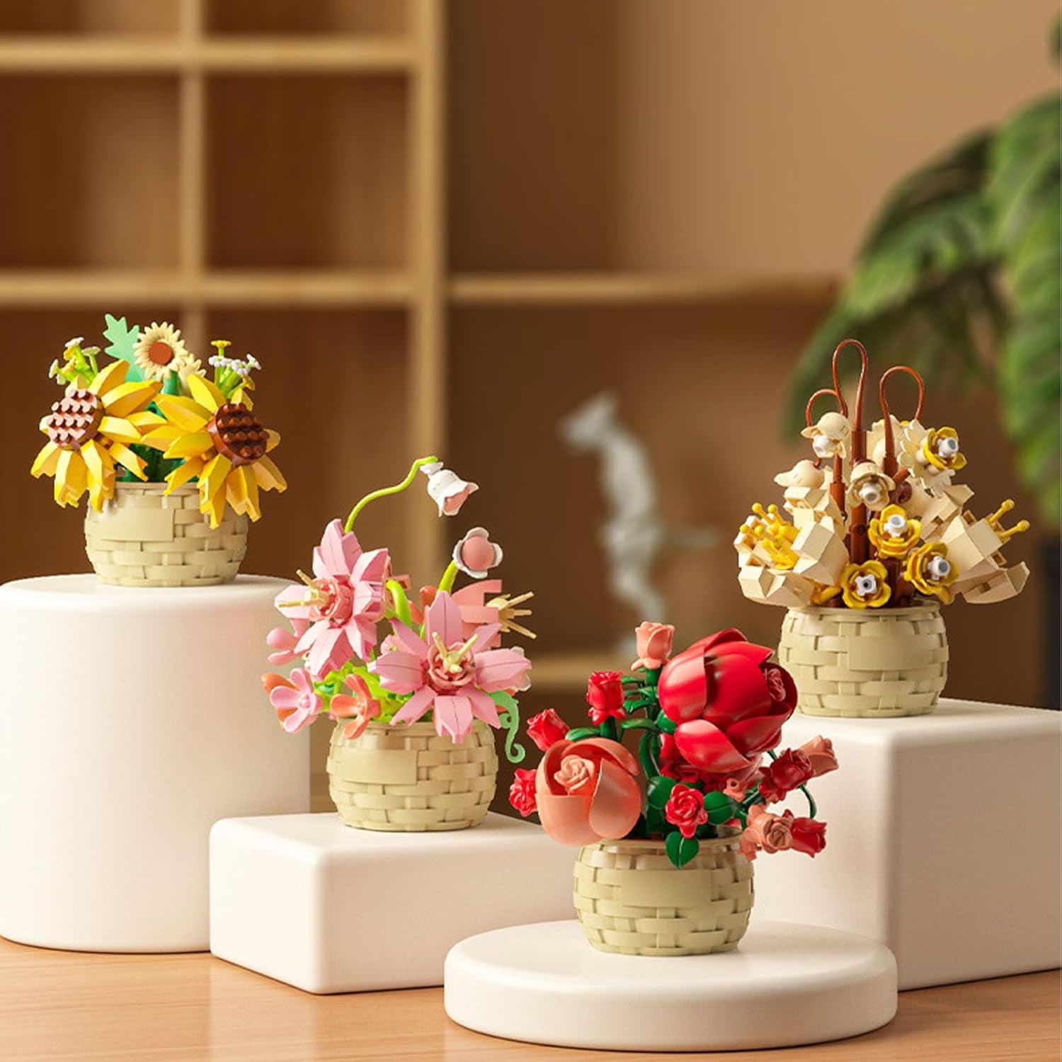 Mini Flowers Building Block Set,Flower Blocks Toys,Plants and Succulent Toys,Building Block Flowerpot，Botanical Collection Birthday Gift for Girls Boys Adults Kids Ages 6+ (Perfume Lily 155Pcs)