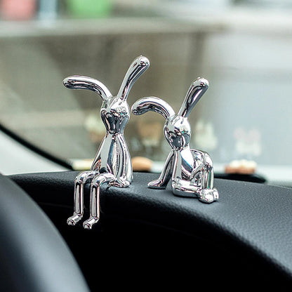 Scandinavian Long-Eared Rabbit Statue Rabbit Ornament Electroplating Crafts Living Room Entryway Car Decoration Home Decorations