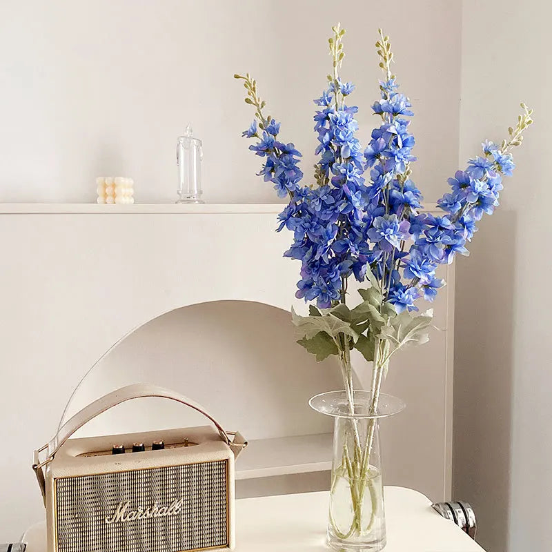 85Cm 2 Head Artificial Flocking Delphinium Flower Wedding Home Decoration Flower Wedding Decoration Hyacinth Phoenix Grass