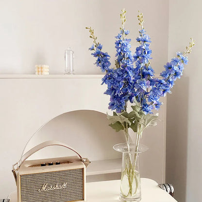 85Cm 2 Head Artificial Flocking Delphinium Flower Wedding Home Decoration Flower Wedding Decoration Hyacinth Phoenix Grass