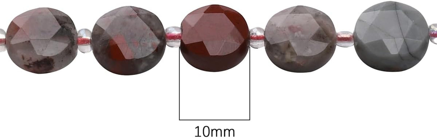 Natural Faceted Bloodstone Rondelle Disk Stone Beads 10X5Mm 37Cm for DIY Chain Jewelry Making