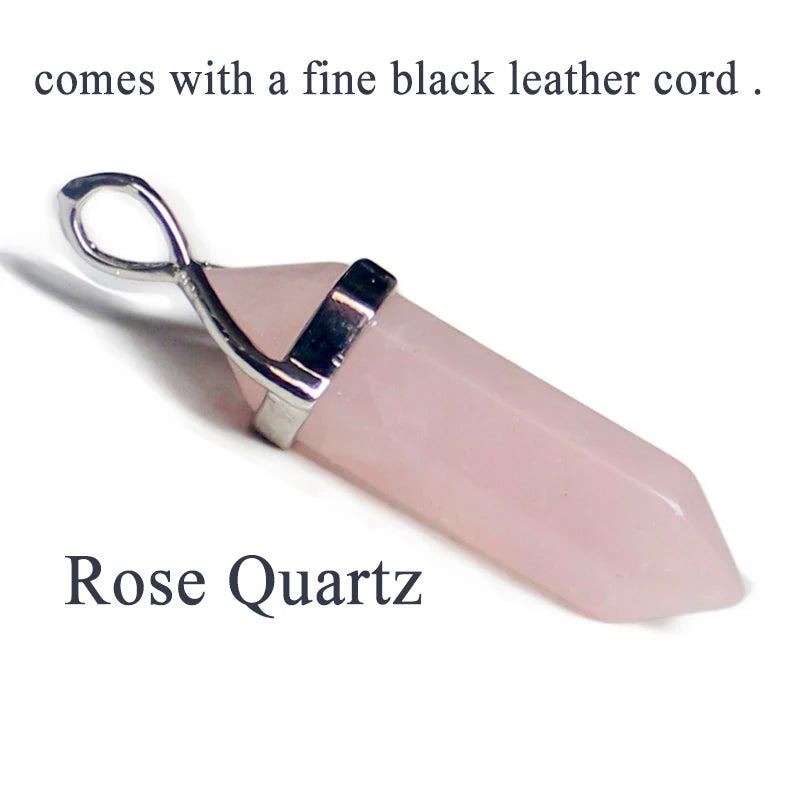 24 Design Natural Green Aventurine Opal Quartz Crystal Pendant Black Leather Hexagon Pendant Chrysocolla Choker Necklace Jewelry