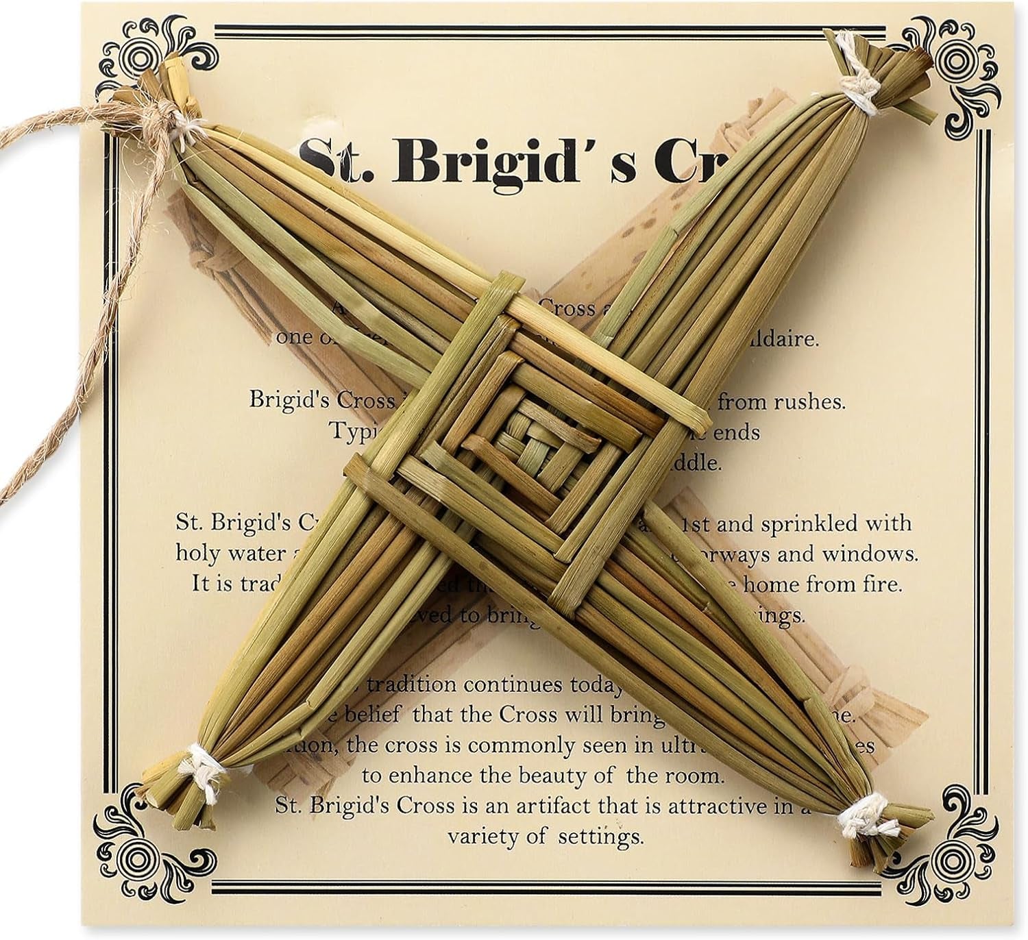 St. Brigid'S Wall Cross Decor Irish Gift Cross with History Card for Irish Blessing Gift for Celtic Imbolc Decor(Classic Style,5 In,Green)