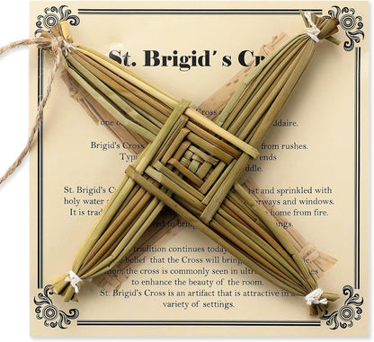 St. Brigid'S Wall Cross Decor Irish Gift Cross with History Card for Irish Blessing Gift for Celtic Imbolc Decor(Classic Style,5 In,Green)