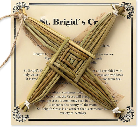 St. Brigid'S Wall Cross Decor Irish Gift Cross with History Card for Irish Blessing Gift for Celtic Imbolc Decor(Classic Style,5 In,Green)