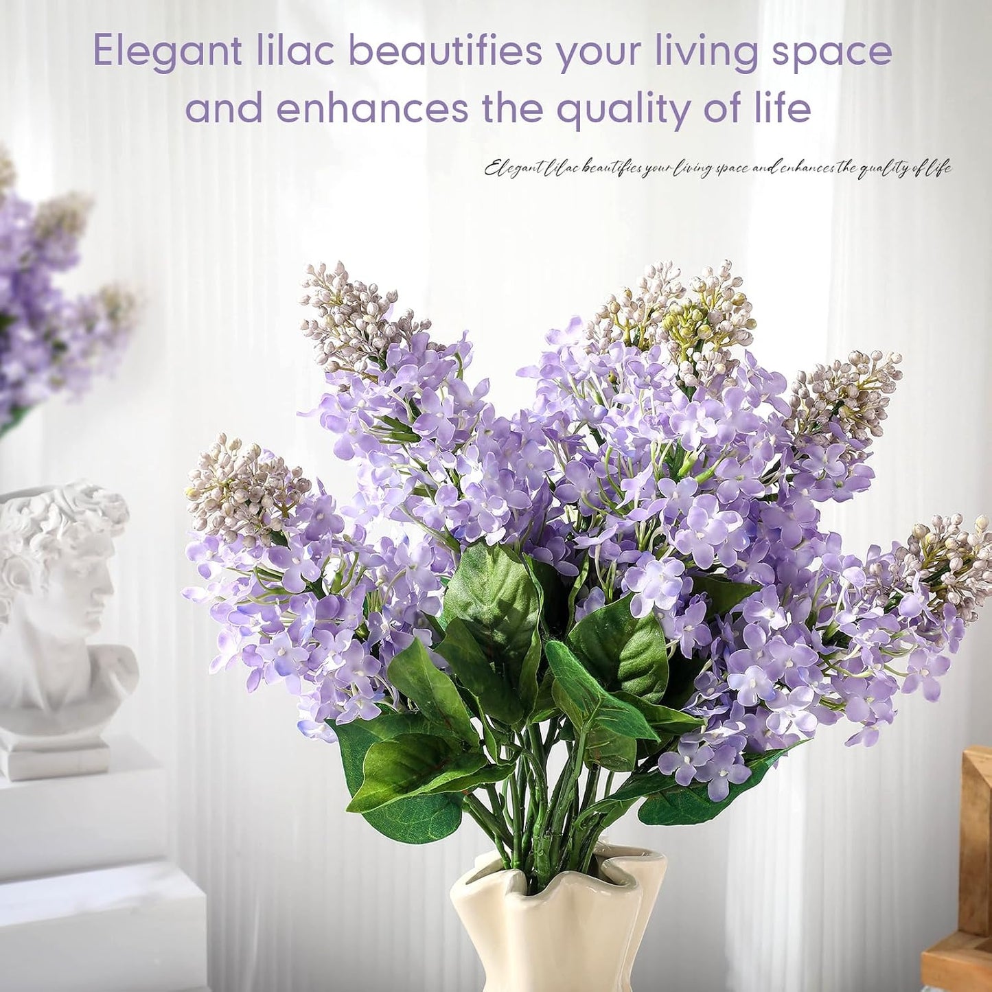 10 Pcs 24" Artificial Lilac Flowers Purple Fake Delphinium Antirrhinum Stem Real to Touch Faux Purple Lilac Flower Arrangements for Vase Table Centerpieces Wedding Bouquet Home Decoration