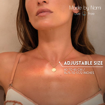 Sun Necklace Gold • Minimalist Necklace with Sun Charm • Handmade Stainless Steel Necklace • Pendant Necklace • Gift for Her with Box